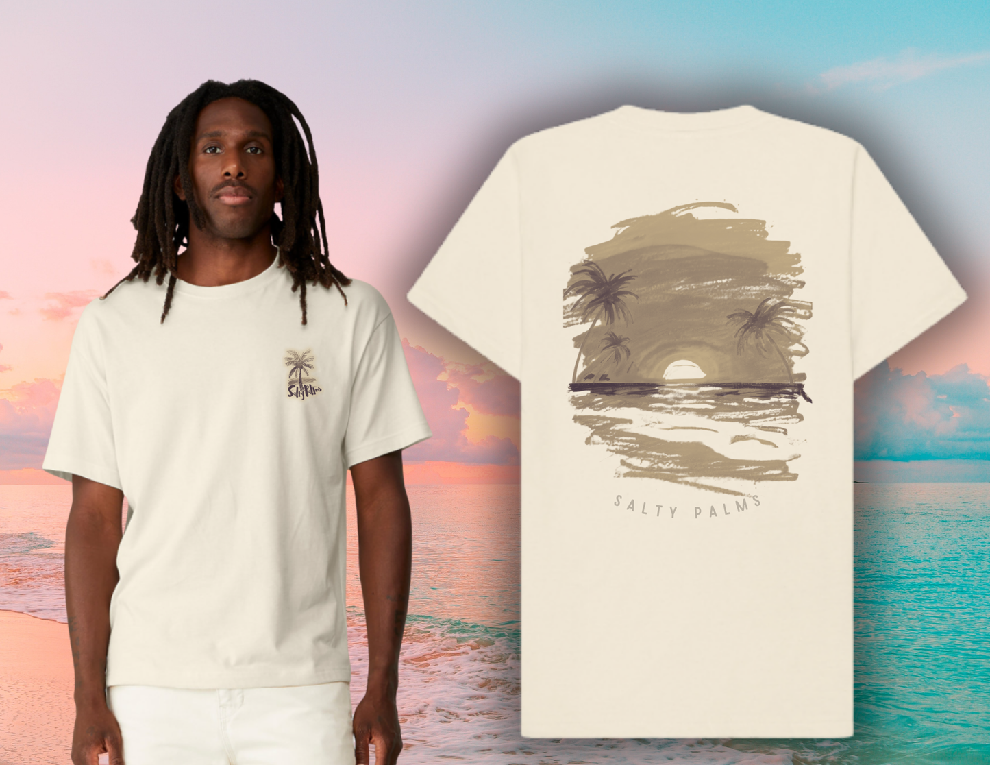 Heavyweight Unisex Oversized Graphic Tee - Neutral Sunset