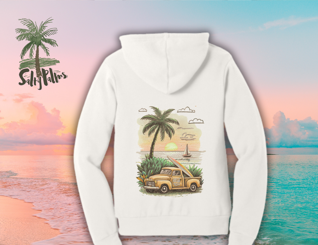 Salty Palms Vintage White Hoodie-Board Rentals