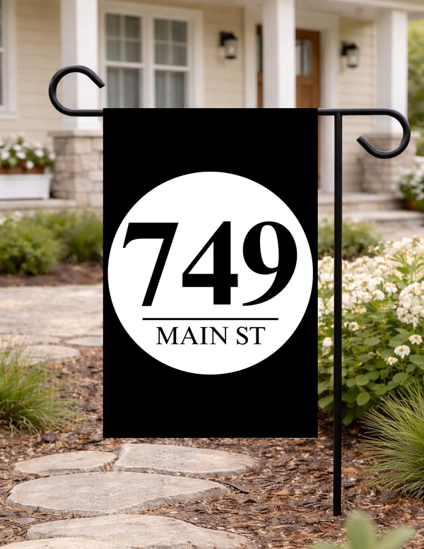 Black and White Custom House Number Flag 12x18