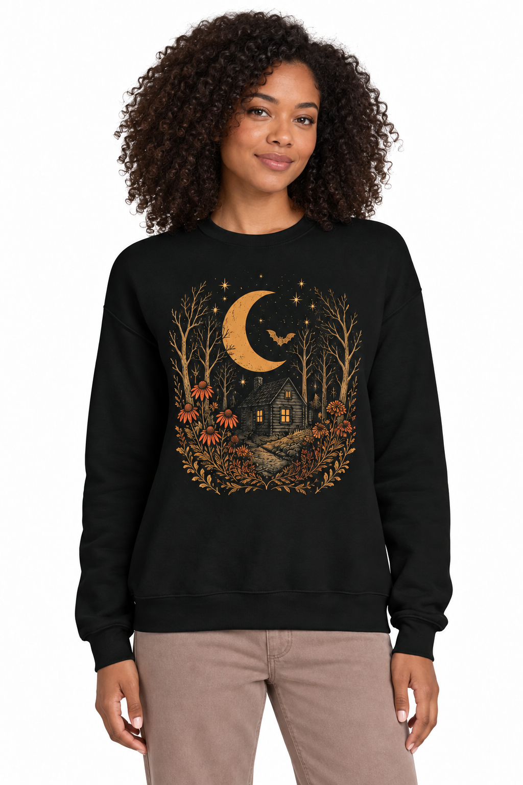 Spooky Cabin Sponge Fleece Crewneck