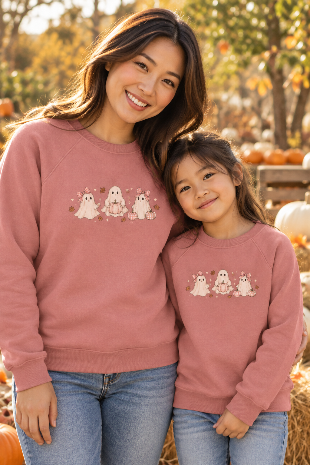 Girly Gingham Ghost Sponge Fleece Crewneck