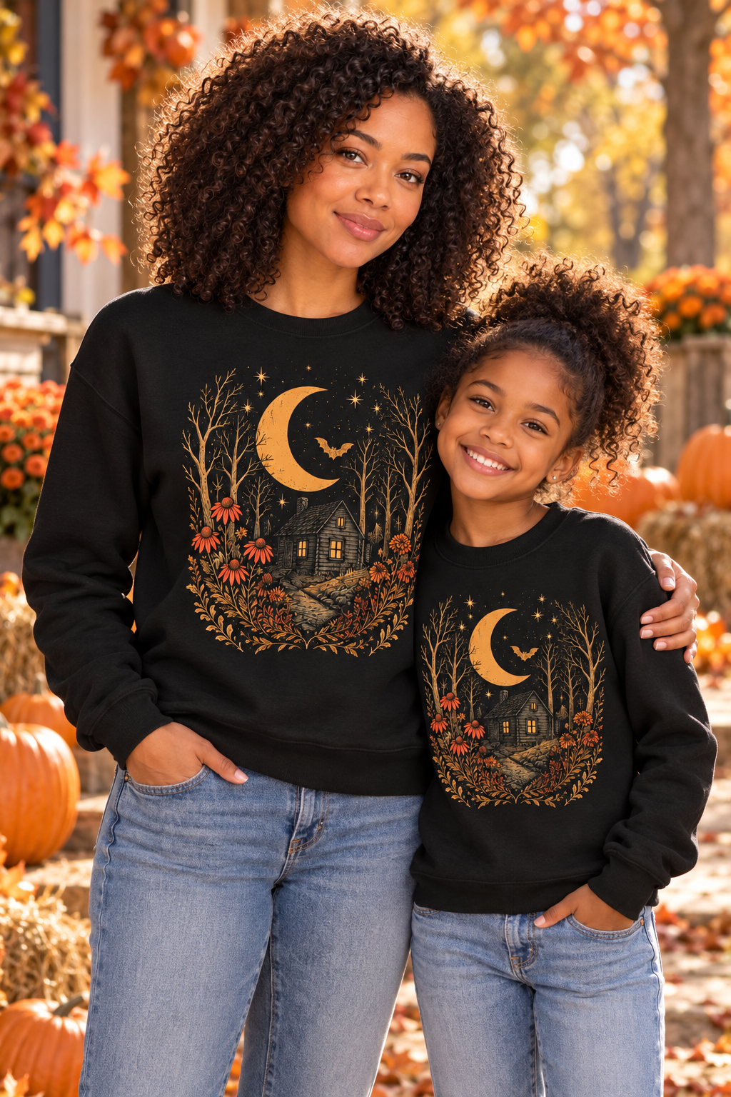 Spooky Cabin Sponge Fleece Crewneck