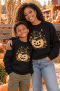 Cat & Pumpkin Cozy Sponge Fleece Crewneck