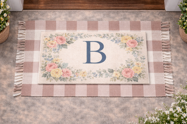 Layering rug for under entry mat