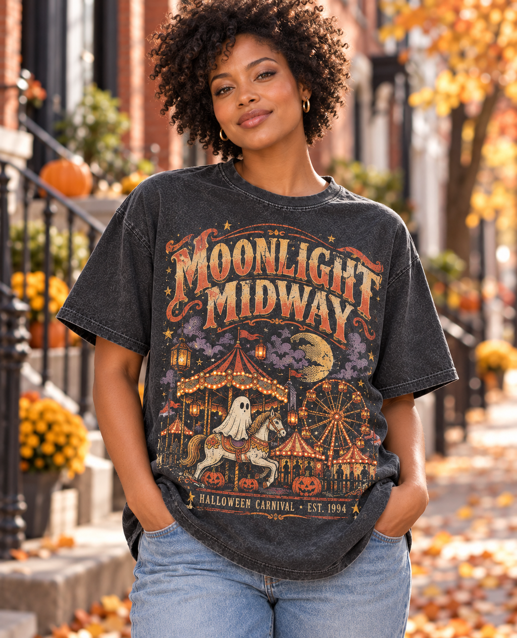Vintage Midnight Midway Oversized Acid Washed Tee
