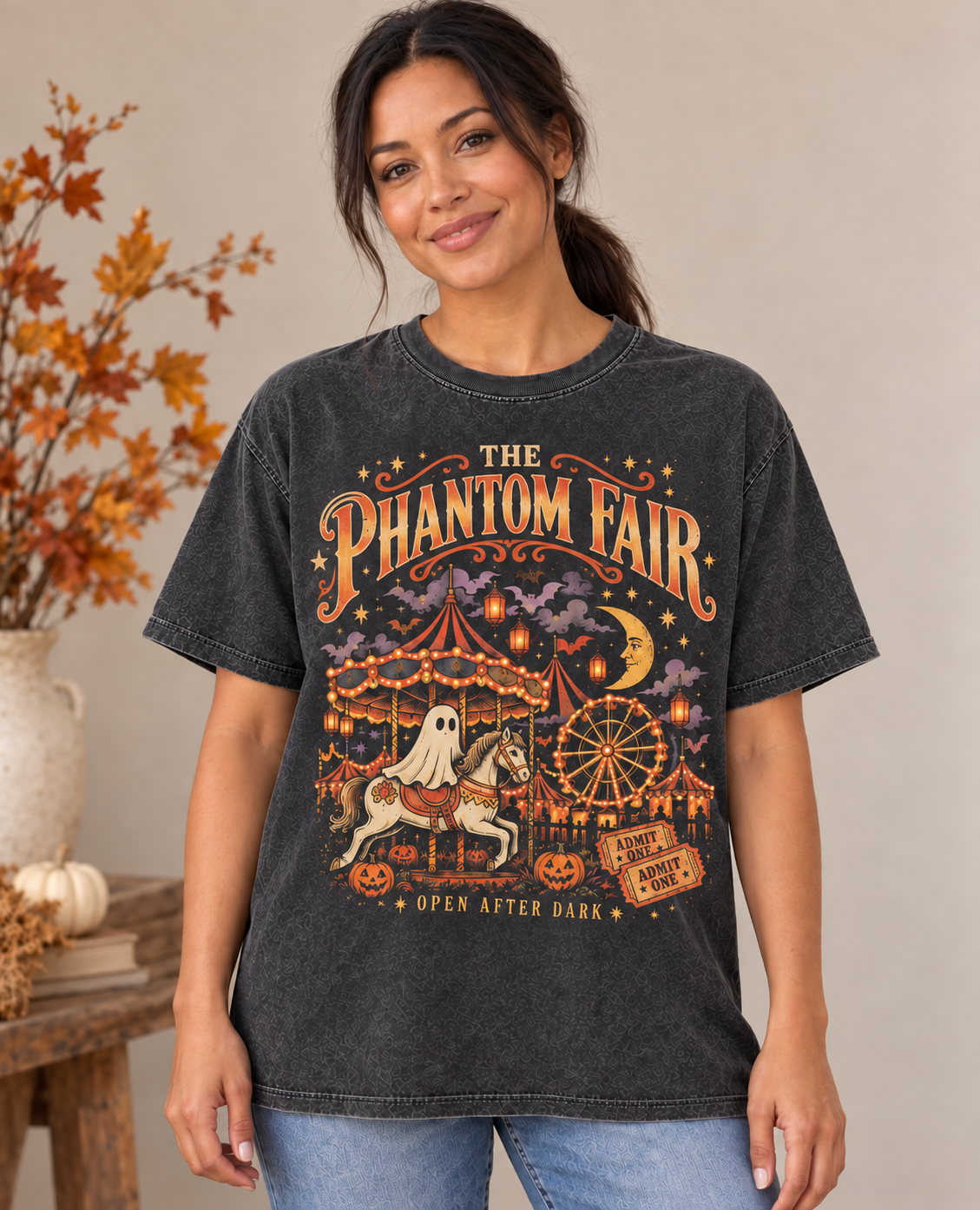 Vintage Phantom Fair Oversized Acid Washed Tee
