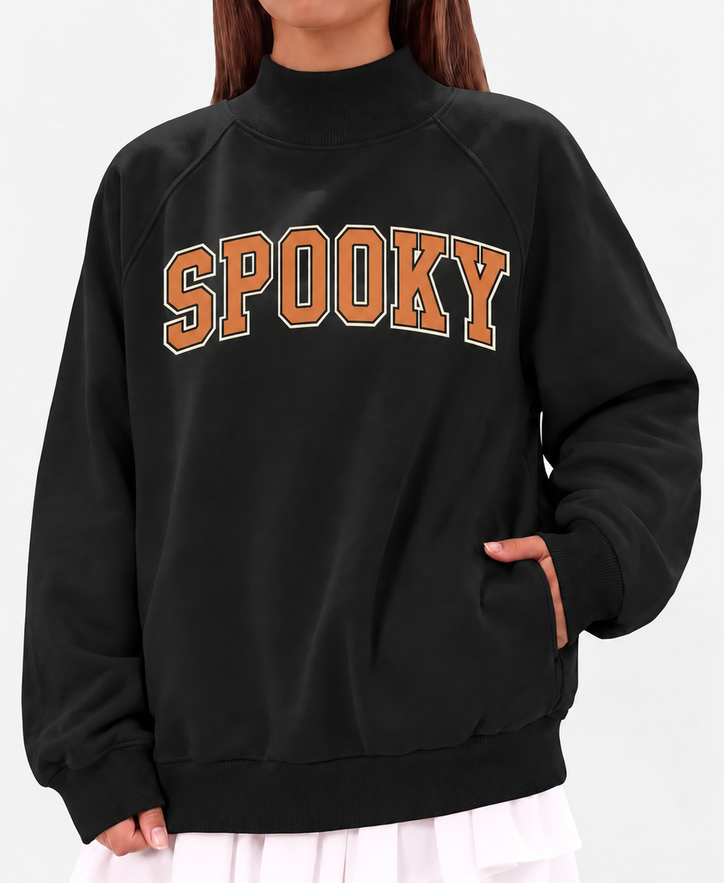 Spooky Varsity Mock Neck Sweatshirt