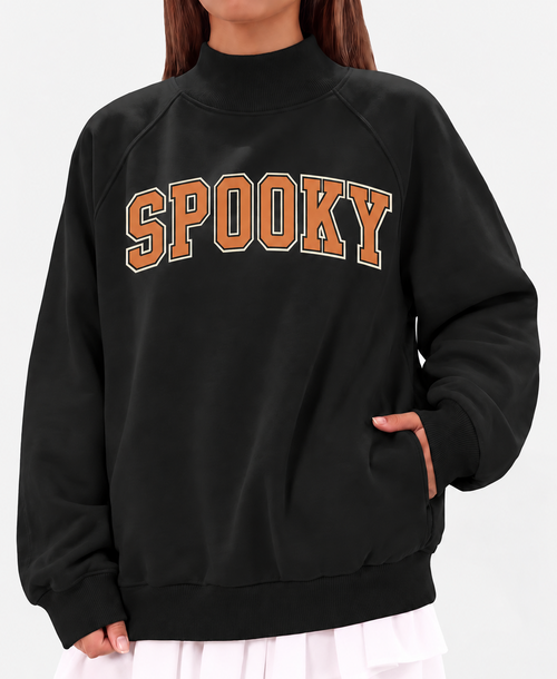 Spooky Varsity Mock Neck Sweatshirt
